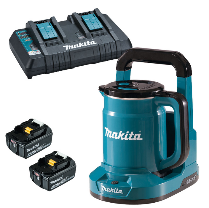 Makita DKT360 18V / 36V LXT Cordless Kettle With 2 x 5.0Ah Batteries & Charger