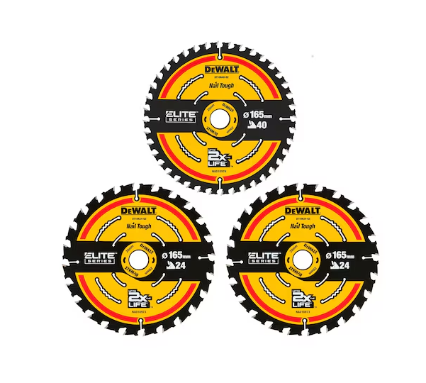 DeWalt DT10397 165mm 24T 20mm Elite Circular Saw Blade 3 PK