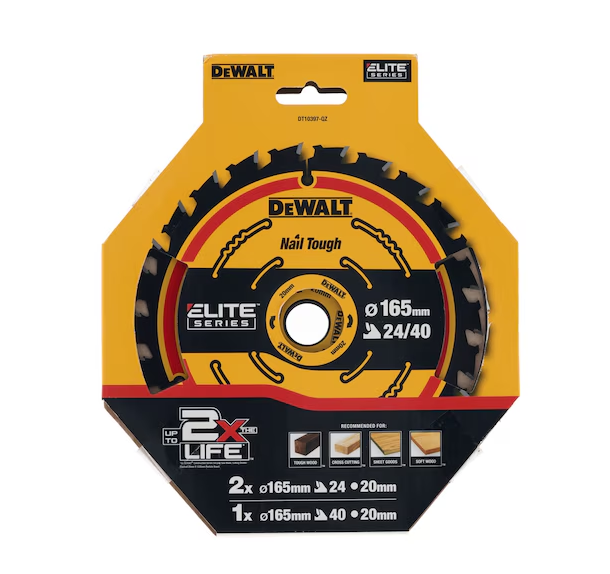 DeWalt DT10397 165mm 24T 20mm Elite Circular Saw Blade 3 PK