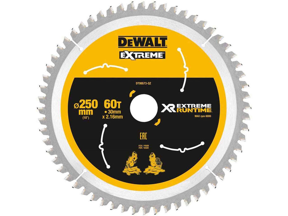 DeWalt DT99573-QZ XR Extreme Runtime Circular Saw Blade 250 x 30mm x 60T