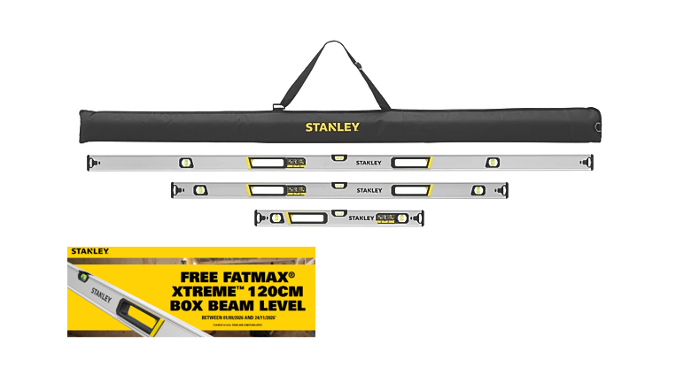 STA143688 Stanley FatMax Xtreme 60cm, 120cm & 180cm Levels with Carry Bag 3 Piece Set