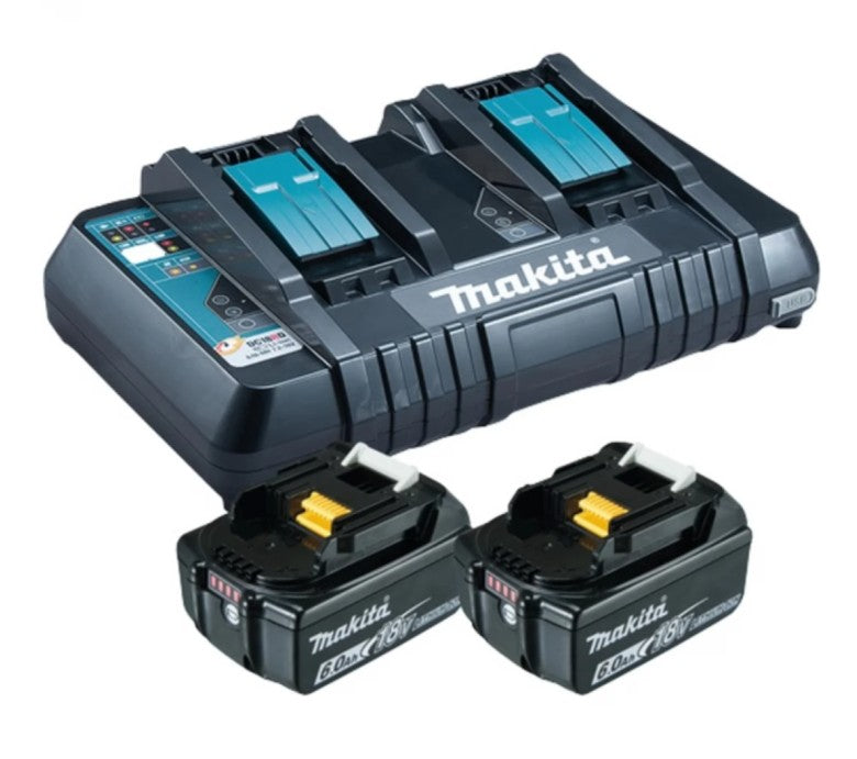 MAKITA DC18RD Double Charger & 2 x BL1860B 18V Battery 6Ah Set