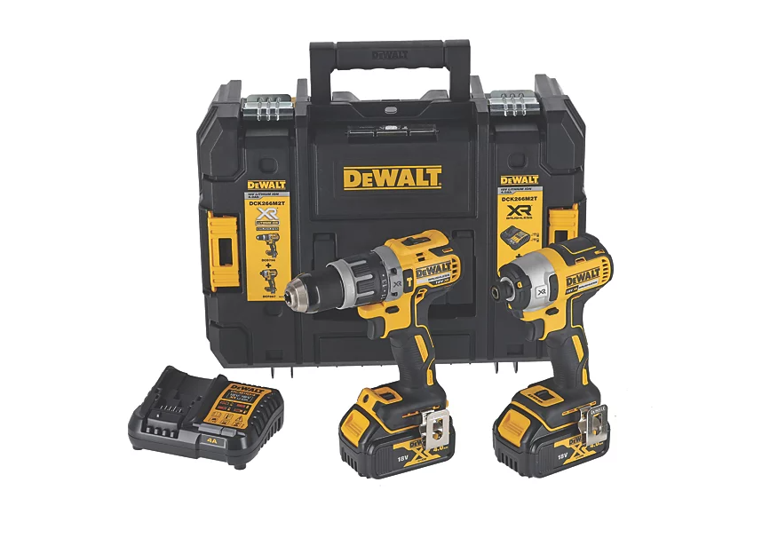DeWalt DCK266M2T 18v XR Brushless Twin Pack DCD796 Combi Drill & DCF887 Impact Driver 2 x 4.0Ah Batteries