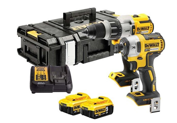 DCK276P2 18v XR Brushless Twinpack, Hammer Drill & Impact Driver 2x 5Ah, Charger, Kit-Box