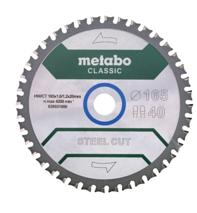 Metabo Saw blade steel cut/sandwich panel - classic 165x20 40 T Z40 FZ/FA 4° /B (628651000)
