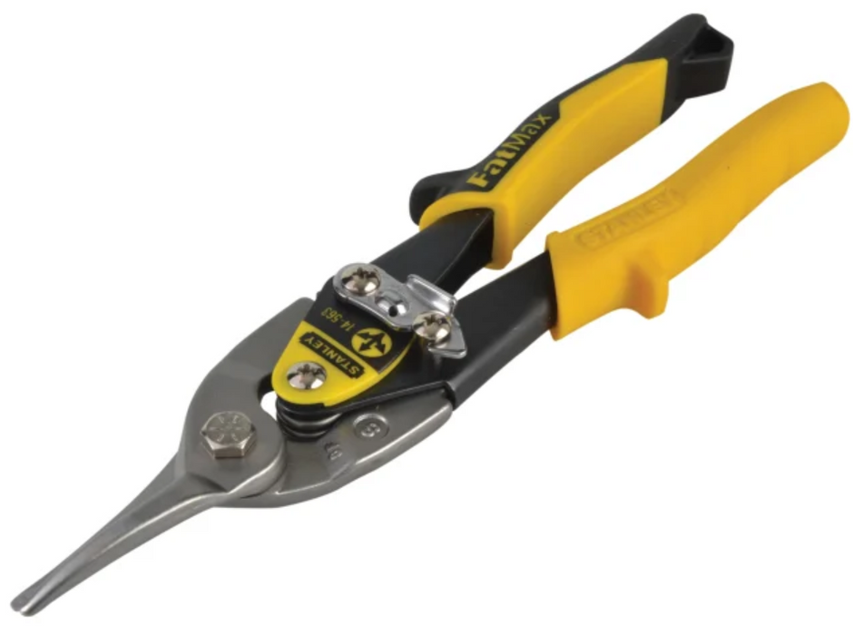 Stanley STA914563 Yellow Aviation Snips & Holster Straight Cut 250mm (10in) STA914563