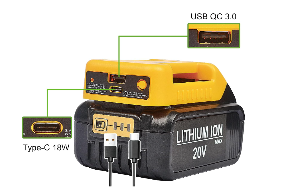 USB USB TYPE C Charger Compatible with DeWalt Batteries Powertools Ireland
