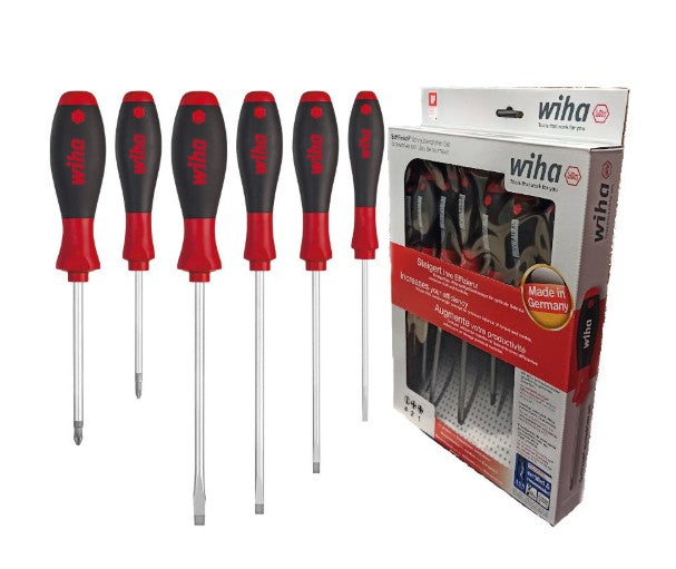 WIHA 21250 6pce Softfinish Screwdriver Set Hammer Handle Flat & Phillips