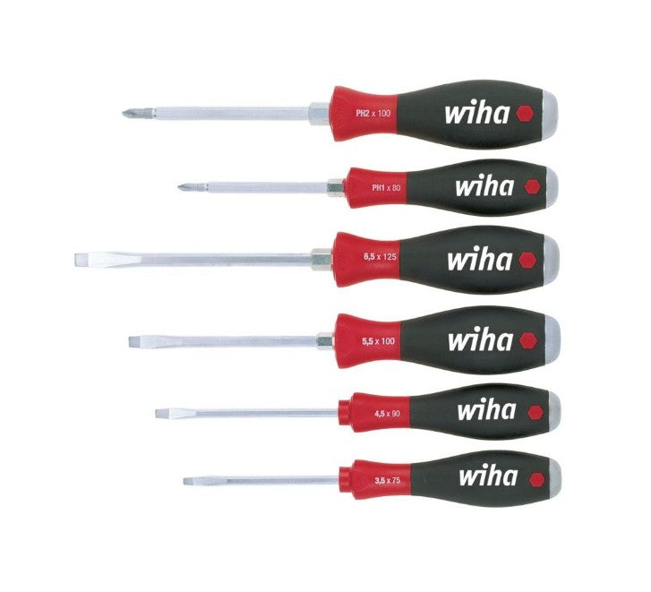 WIHA 21250 6pce Softfinish Screwdriver Set Hammer Handle Flat & Phillips