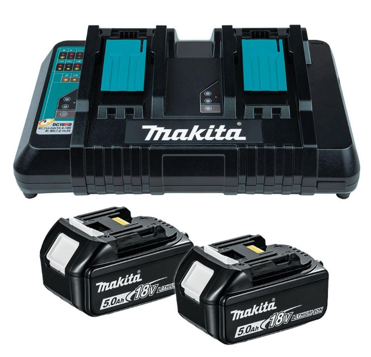 MAKITA 18V LXT 5AH TWIN BATTERY BL1850 X 2 TWIN CHARGER KIT DC18RD 2 Powertools Ireland