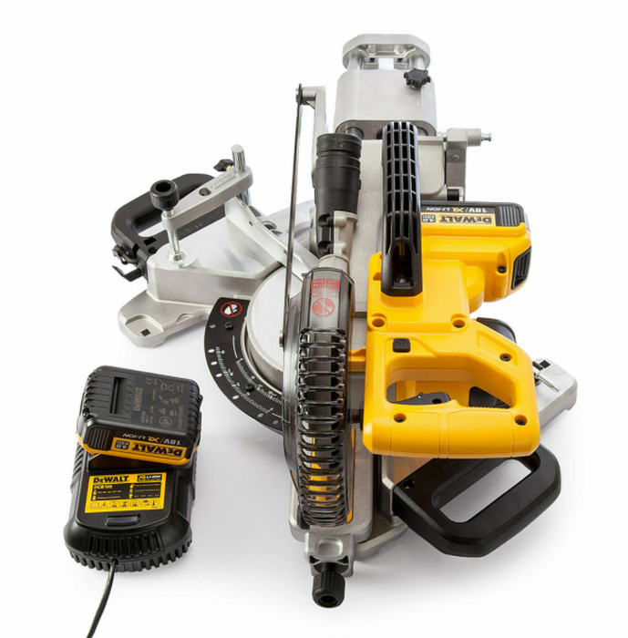 Dewalt DCS365M2 18V XR 184mm Sliding Mitre Saw with XPS (2 x 4.0Ah Batteries)