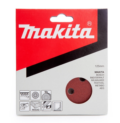 Makita P-43533 Sanding Discs 40 Grit 125mm (10 Pack)