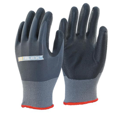 B-Flex Nitrile Pu Mix Coated Work Gloves Black & Grey Size L - Powertools4U