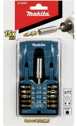 Makita B 28597 Impact Gold Screwdriver Bit Set 11 Piece Powertools Ireland