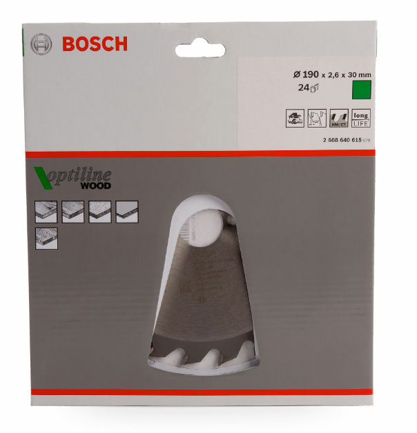 Bosch 2608640615 Optiline Circular Saw Blade 190mm x 30mm x 24T