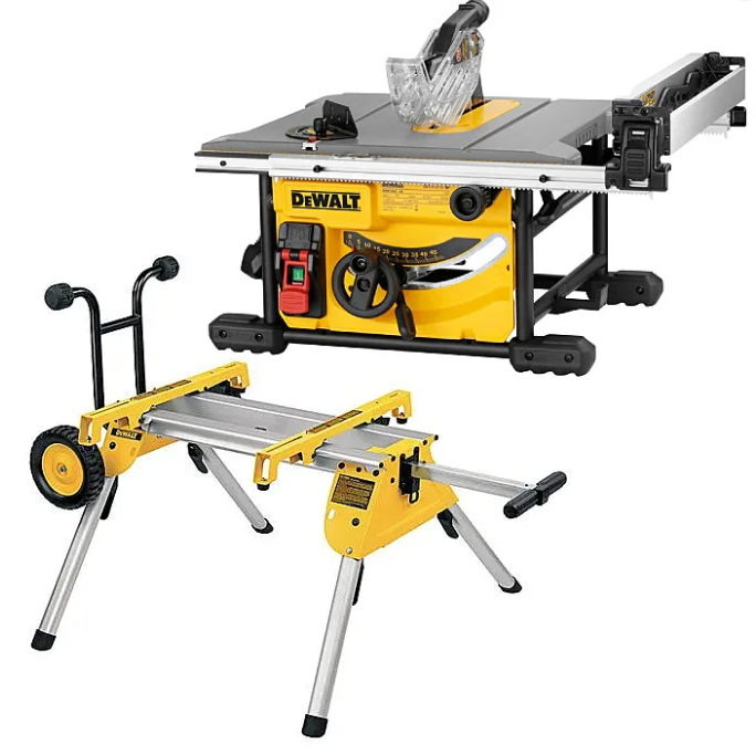 DeWalt DWE7485 210mm Compact Table Saw 110V & DE7400 Rolling Stand