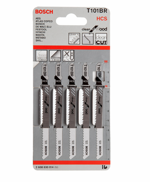 Bosch T101BR Clean for Wood Jigsaw Blades 2608630014 5 Pack
